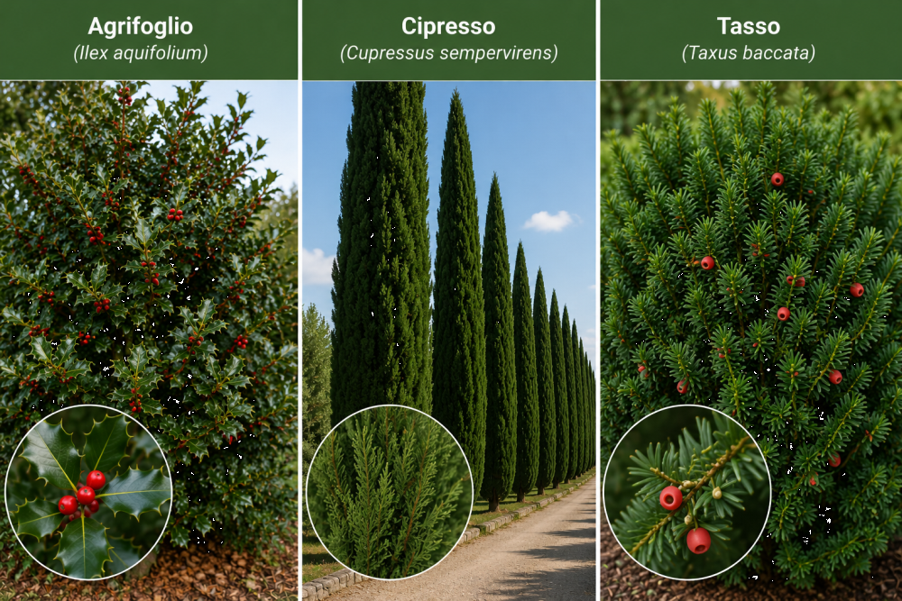 Agrifoglio, Cipresso e Tasso